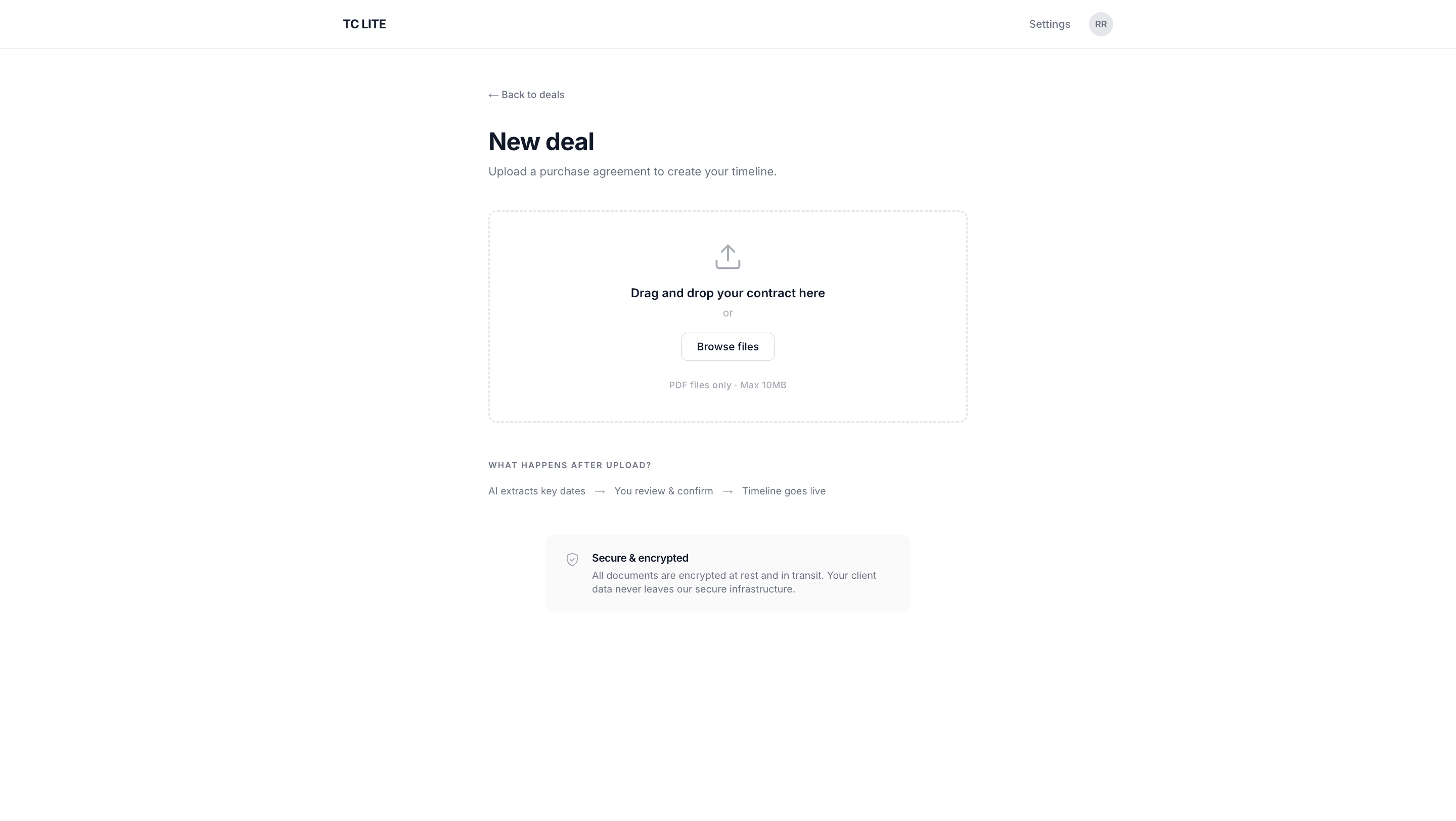 Contract upload screen